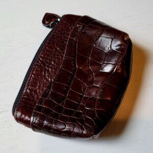Brighton Card Case Heart Wallet Croc-Embrossed  Leather